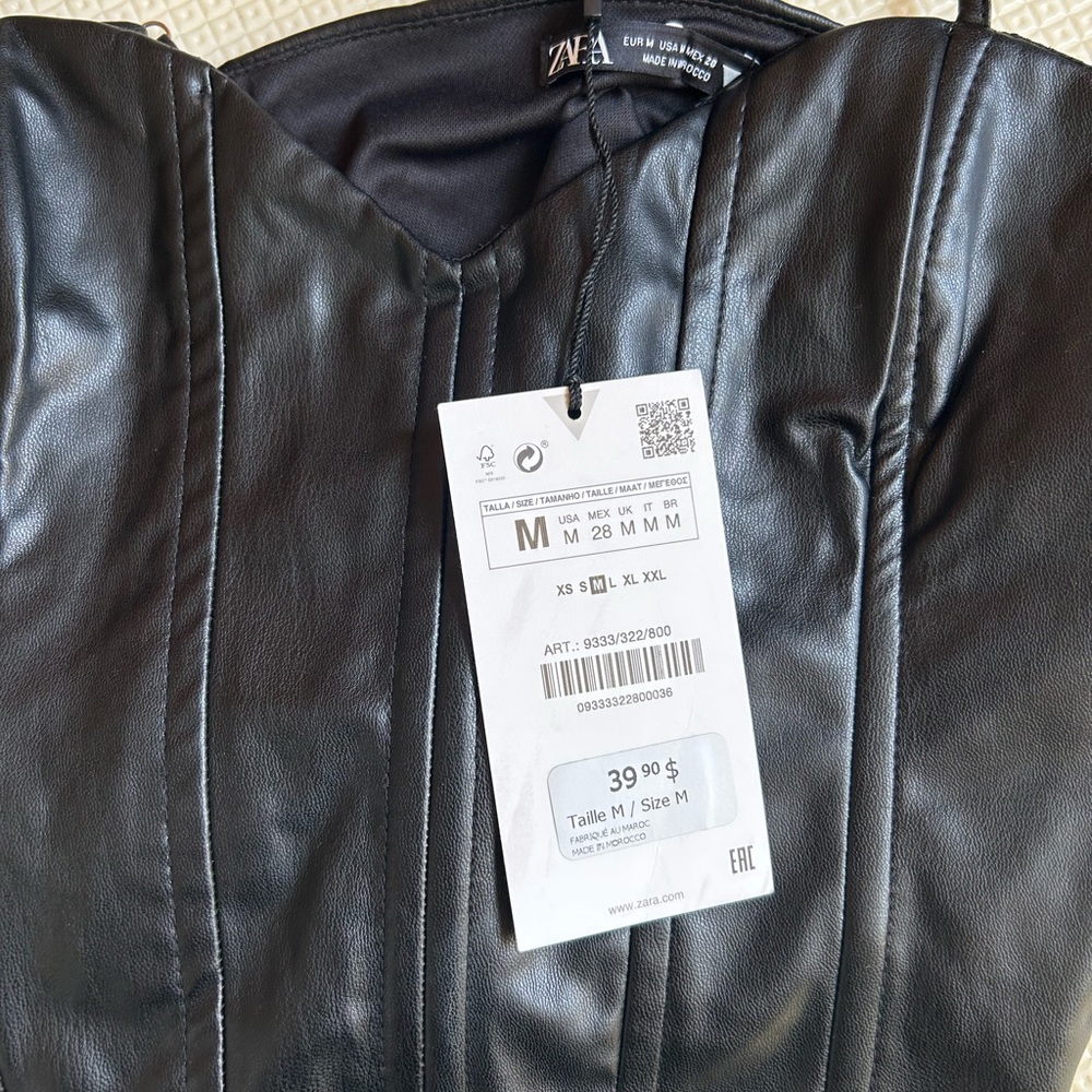 Zara Faux Leather Corset Top NWT - Picture 6 of 7